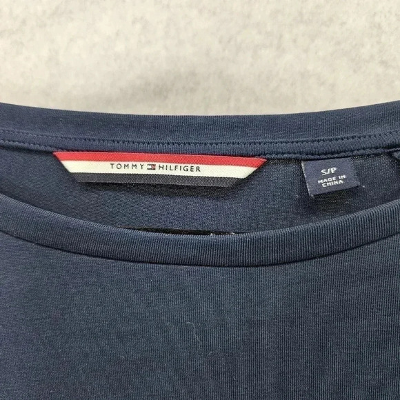 Tommy Hilfiger Short Sleeve Top Navy with Mesh Accent Size Small - Picture 4 of 4